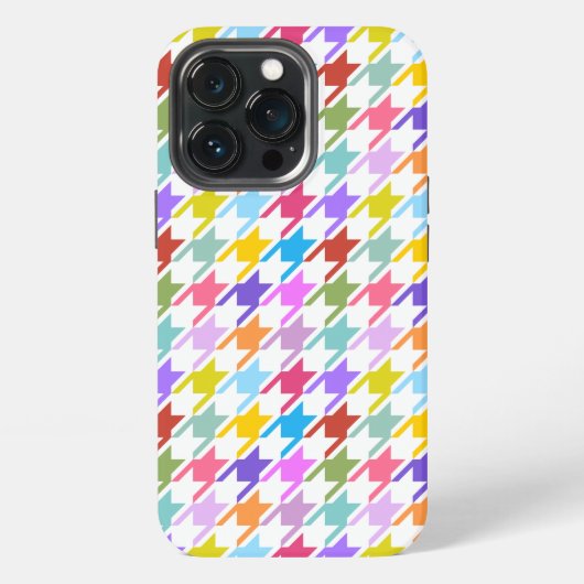 Hahnentrittmuster Multicolor+Weißmuster iPhone Hülle (Hinten)