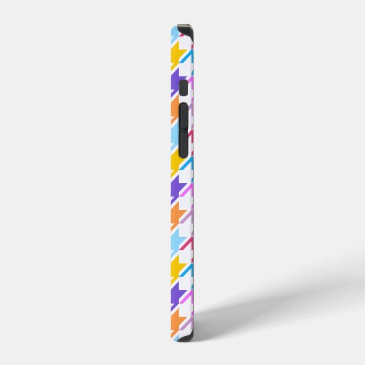 Hahnentrittmuster Multicolor+Weißmuster iPhone Hülle (Linke Seite)