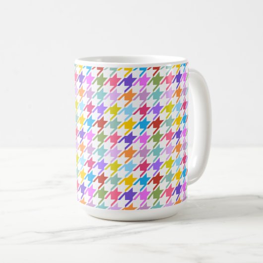 Hahnentrittmuster Multicolor+Weißmuster Kaffeetasse (VorderseiteRechts)