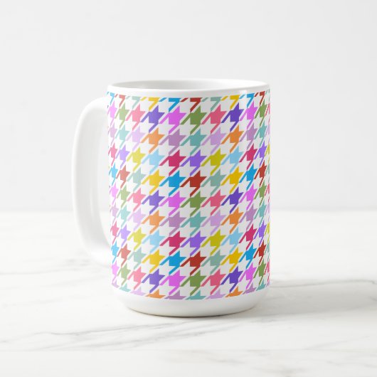 Hahnentrittmuster Multicolor+Weißmuster Kaffeetasse (Vorderseite Links)