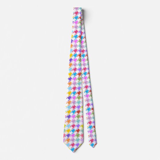 Hahnentrittmuster Multicolor+Weißmuster Krawatte (Vorderseite)