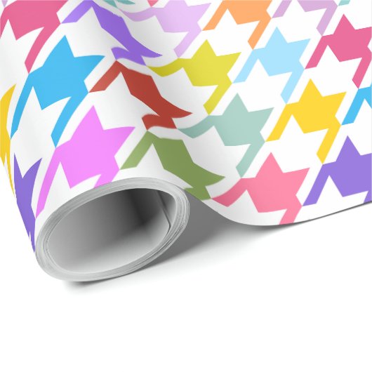 Hahnentrittmuster Multicolor+White Big Pattern Geschenkpapier (Rolleneckpunkt)