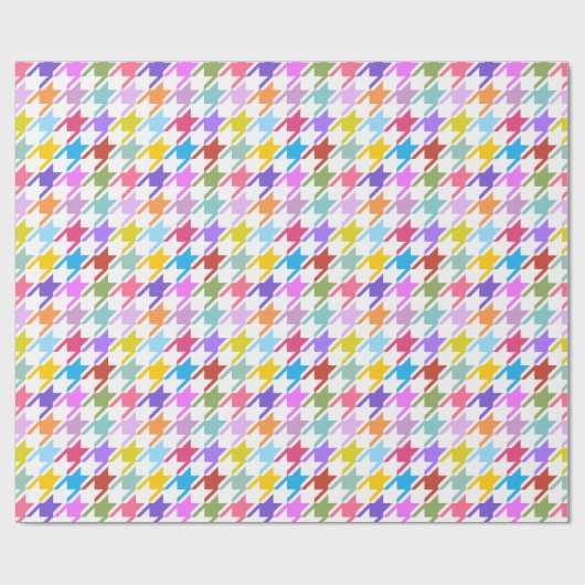 Hahnentrittmuster Multicolor+White Big Pattern Geschenkpapier (Flach)