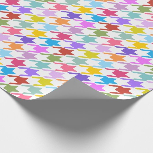 Hahnentrittmuster Multicolor+White Big Pattern Geschenkpapier (Ecke)