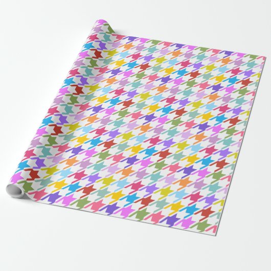 Hahnentrittmuster Multicolor+White Big Pattern Geschenkpapier (Ungerollt)