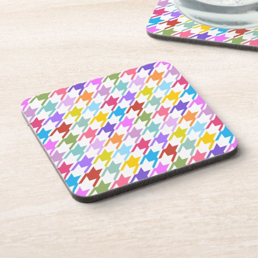 Hahnentrittmuster Multicolor+White Big Pattern Getränkeuntersetzer (Linke Seite)