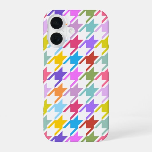 Hahnentrittmuster Multicolor+White Big Pattern iPhone 16 Hülle (Rückseite)