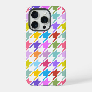 Hahnentrittmuster Multicolor+White Big Pattern iPhone 15 Pro Hülle
