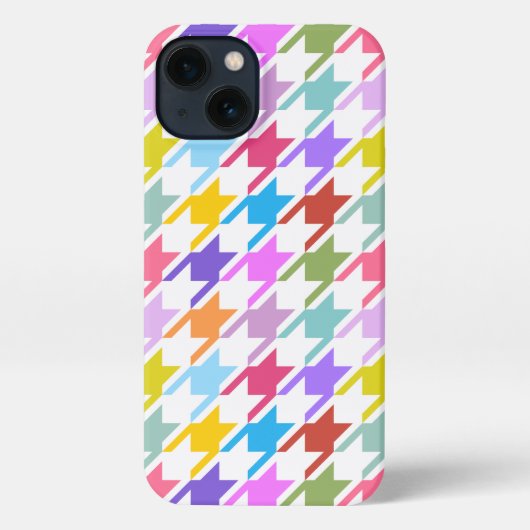 Hahnentrittmuster Multicolor+White Big Pattern iPhone Hülle (Rückseite)