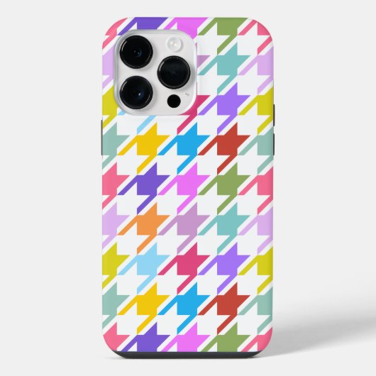 Hahnentrittmuster Multicolor+White Big Pattern iPhone Hülle (Rückseite)