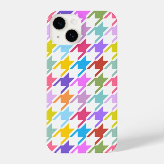 Hahnentrittmuster Multicolor+White Big Pattern iPhone Hülle (Rückseite)