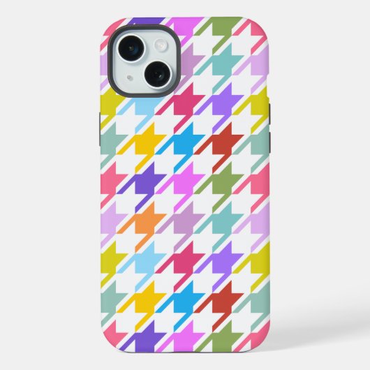 Hahnentrittmuster Multicolor+White Big Pattern iPhone Hülle (Rückseite)