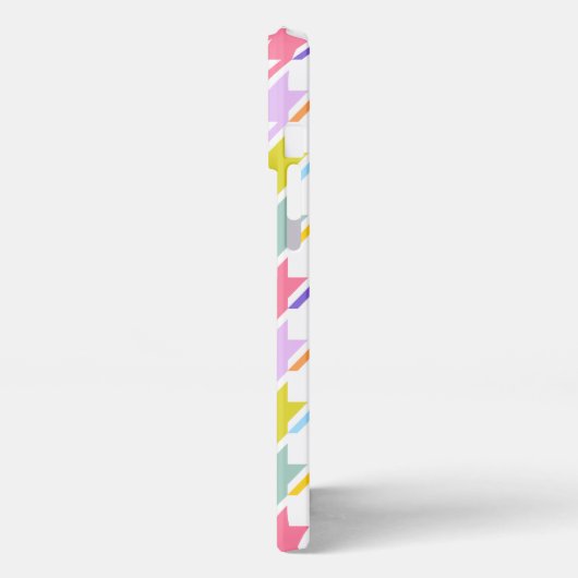 Hahnentrittmuster Multicolor+White Big Pattern iPhone Hülle (Linke Seite)