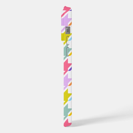 Hahnentrittmuster Multicolor+White Big Pattern iPhone Hülle (Linke Seite)