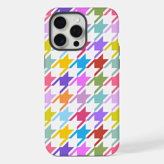 Hahnentrittmuster Multicolor+White Big Pattern iPhone Hülle (Rückseite)