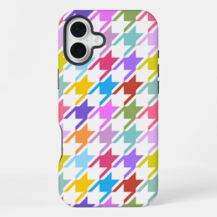 Hahnentrittmuster Multicolor+White Big Pattern iPhone 16 Plus Hülle