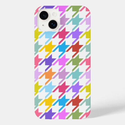 Hahnentrittmuster Multicolor+White Big Pattern iPhone Hülle (Rückseite)