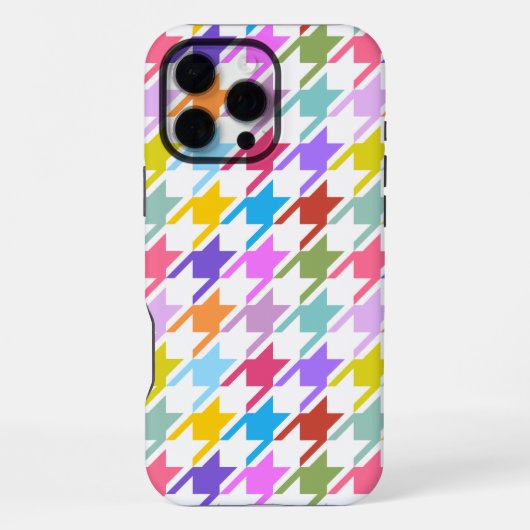 Hahnentrittmuster Multicolor+White Big Pattern iPhone Hülle (Rückseite)