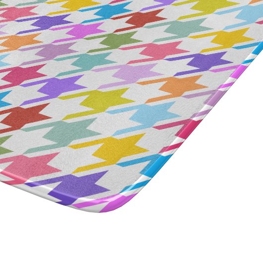 Hahnentrittmuster Multicolor+White Big Pattern Schneidebrett (Ecke)