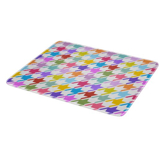 Hahnentrittmuster Multicolor+White Big Pattern Schneidebrett (Ecke)