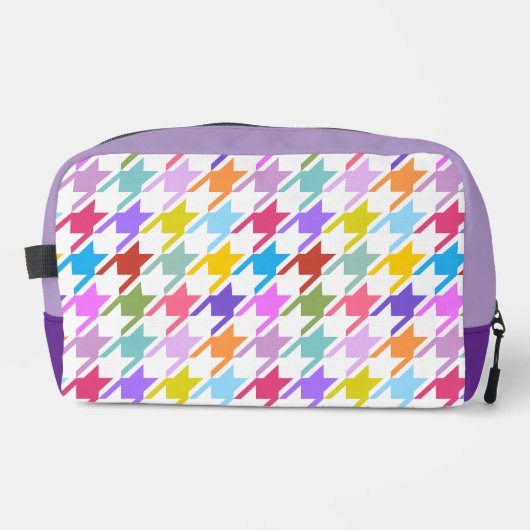 Hahnentrittmuster Multicolor+White Big Pattern Waschbeutel (Vorderseite)