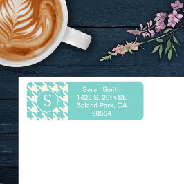 Hahnentrittmuster-Muster Aqua Blau und Weiß