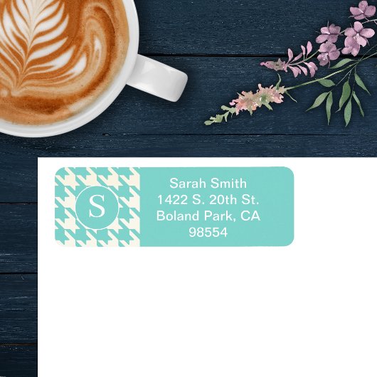 Hahnentrittmuster-Muster Aqua Blau und Weiß