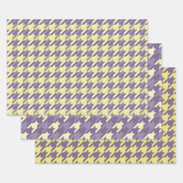 Hahnentrittmuster-Muster in lila und gelb Geschenkpapier Set