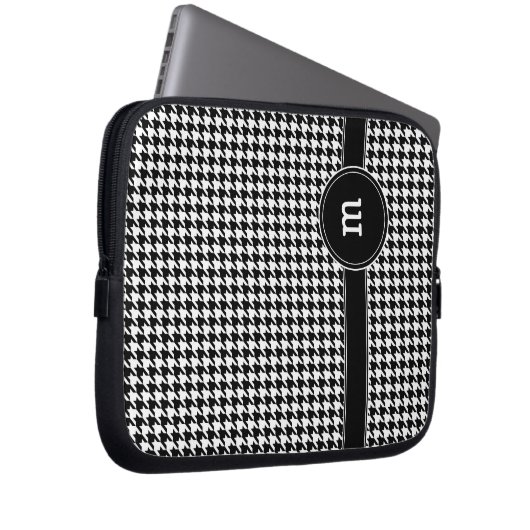 Hahnentrittmuster Muster mit Monogramm Laptopschutzhülle (Vorne Rechts)