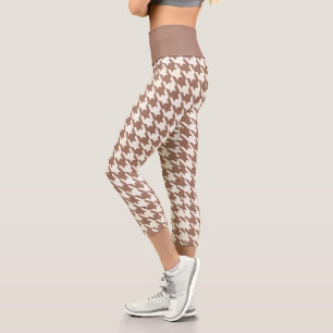 Hahnentrittmuster Muster Mocha Mousse und Weiß Capri Leggings