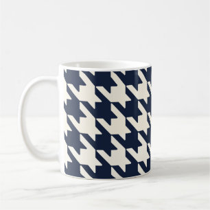 Hahnentrittmuster-Muster Navy Blau und Weiß Kaffeetasse