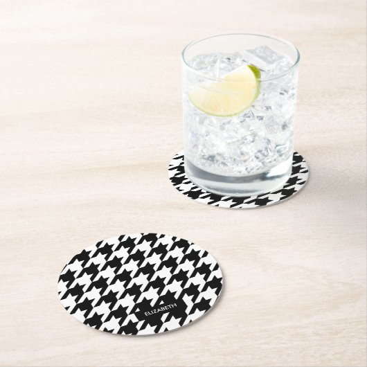 Hahnentrittmuster Muster Runder Pappuntersetzer (Vor Ort)