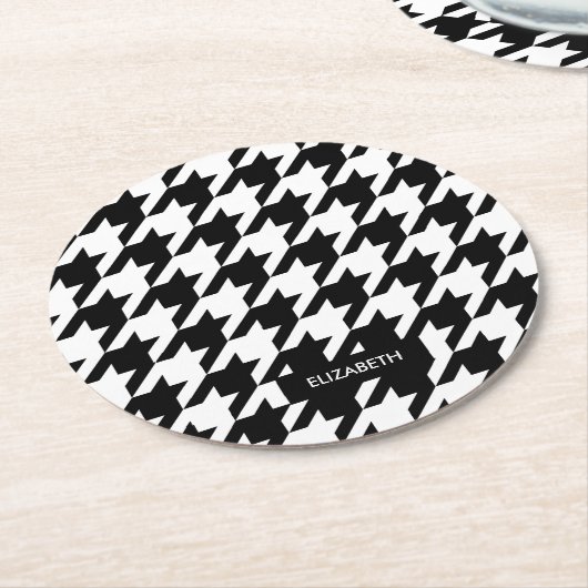 Hahnentrittmuster Muster Runder Pappuntersetzer (Angewinkelt)