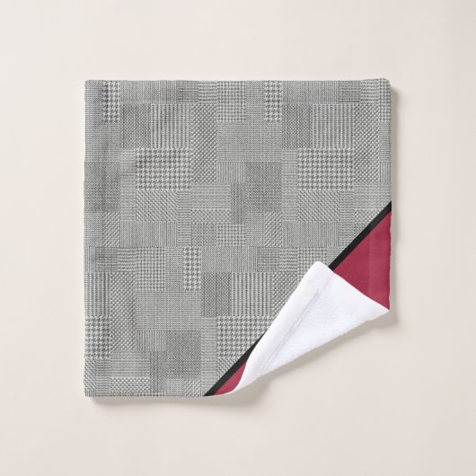 Hahnentrittmuster Muster, schwarze Streifen, Burgu Badhandtuch Set (Waschlappen)