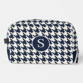 Hahnentrittmuster Navy Blue & White Toilettenbeute Waschbeutel (Vorderseite)