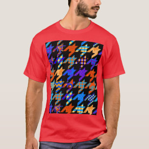 Hahnentrittmuster Patchwork-Stil Grafik T-Shirt