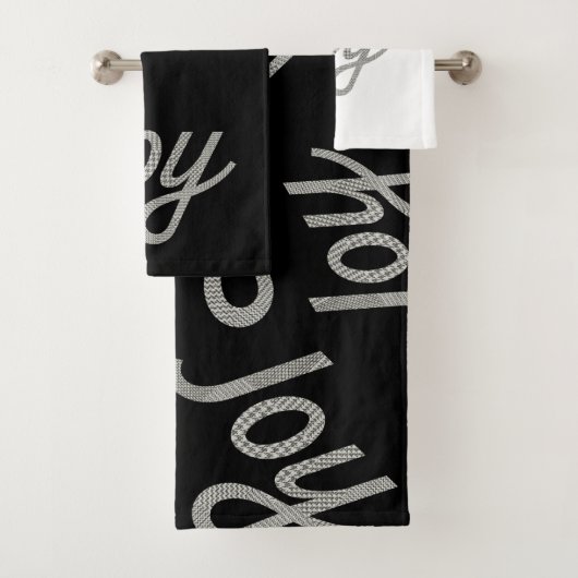 Hahnentrittmuster Pattern Joy Black and White Badhandtuch Set (Insitu)