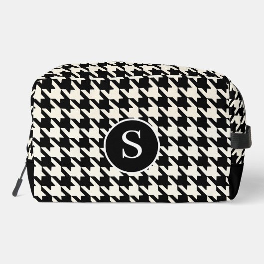 Hahnentrittmuster Pattern Schwarz & Weiß Toiletten Waschbeutel (Rückseite)