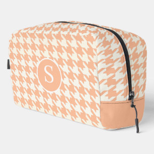 Hahnentrittmuster Peach Fuzz & White Toilettenbeut Waschbeutel