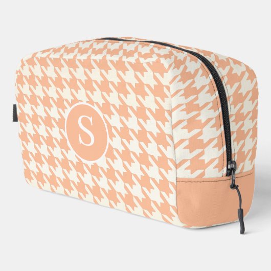 Hahnentrittmuster Peach Fuzz & White Toilettenbeut Waschbeutel (Rechte Ecke)