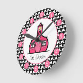 Hahnentrittmuster-personalisierte Uhr für Lehrer (Winkel)