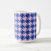 Hahnentrittmuster Pink+Blue Große Schrift Kaffeetasse (VorderseiteRechts)