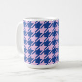 Hahnentrittmuster Pink+Blue Große Schrift Kaffeetasse (Vorderseite Links)