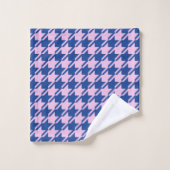 Hahnentrittmuster Rosa+Blau Mischmuster Badhandtuch Set (Waschlappen)