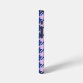 Hahnentrittmuster Rosa+Blau Muster iPhone Hülle (Linke Seite)