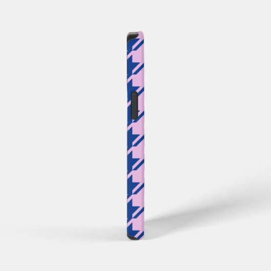 Hahnentrittmuster Rosa+Blau Muster iPhone Hülle (Rechte Seite)