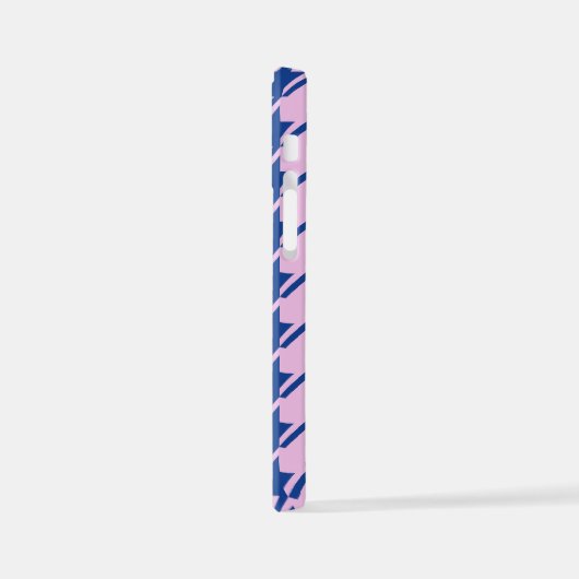 Hahnentrittmuster Rosa+Blau Muster iPhone Hülle (Linke Seite)