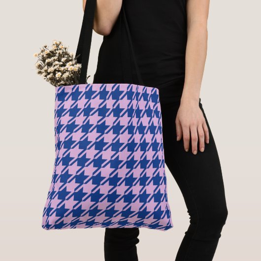 Hahnentrittmuster Rosa+Blau Muster Tasche (Von Nahem)