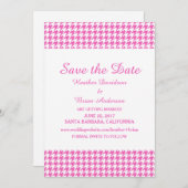 Hahnentrittmuster Save the Date einladen, Rosa Einladung (Vorne/Hinten)