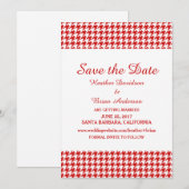 Hahnentrittmuster Save the Date einladen, Rot Einladung (Vorne/Hinten)